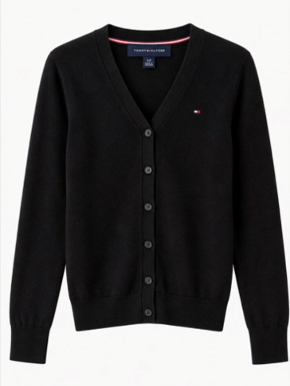 NWT Tommy Hilfiger Black V-Neck Cardigan Sweater Size S